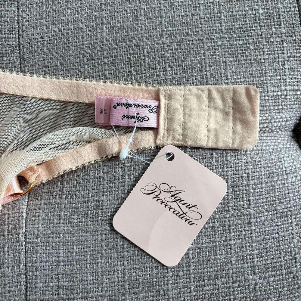 NWT Agent Provocateur Darla Bra 36E and Panties 4 (L) Brief Set of 2 Champagne - Picture 6 of 9